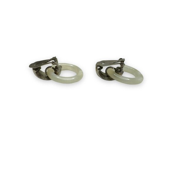 YSL Yves Saint Laurent Lucite Hoop Clip-On Earrings Vintage 1.25" 70s 80s - Picture 7 of 11